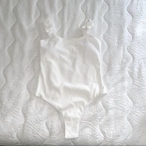 White rib grill one piece swimsuit